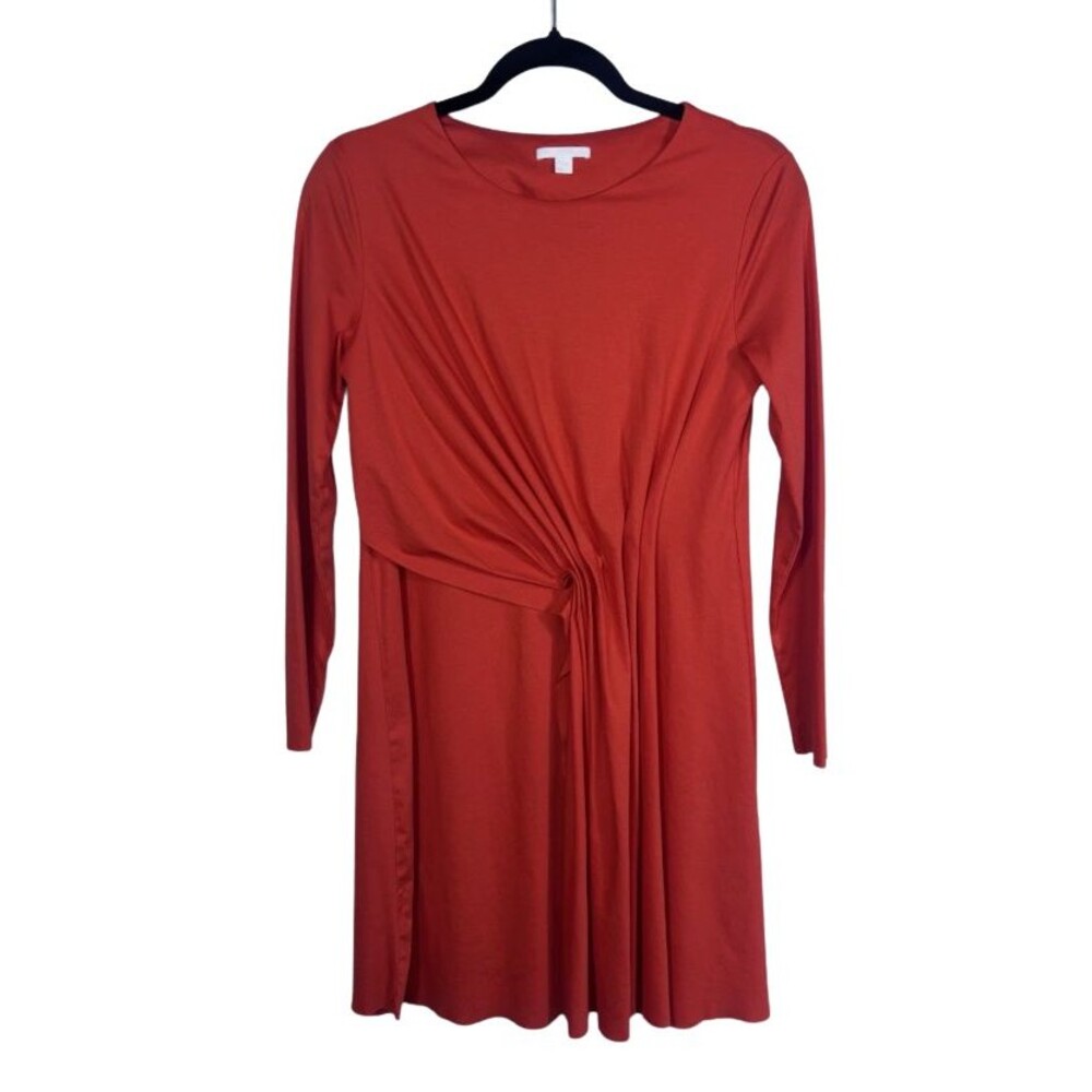 COS Size S Womens Orange Pleated Raw Hem Long Sleeve Dress - EUC